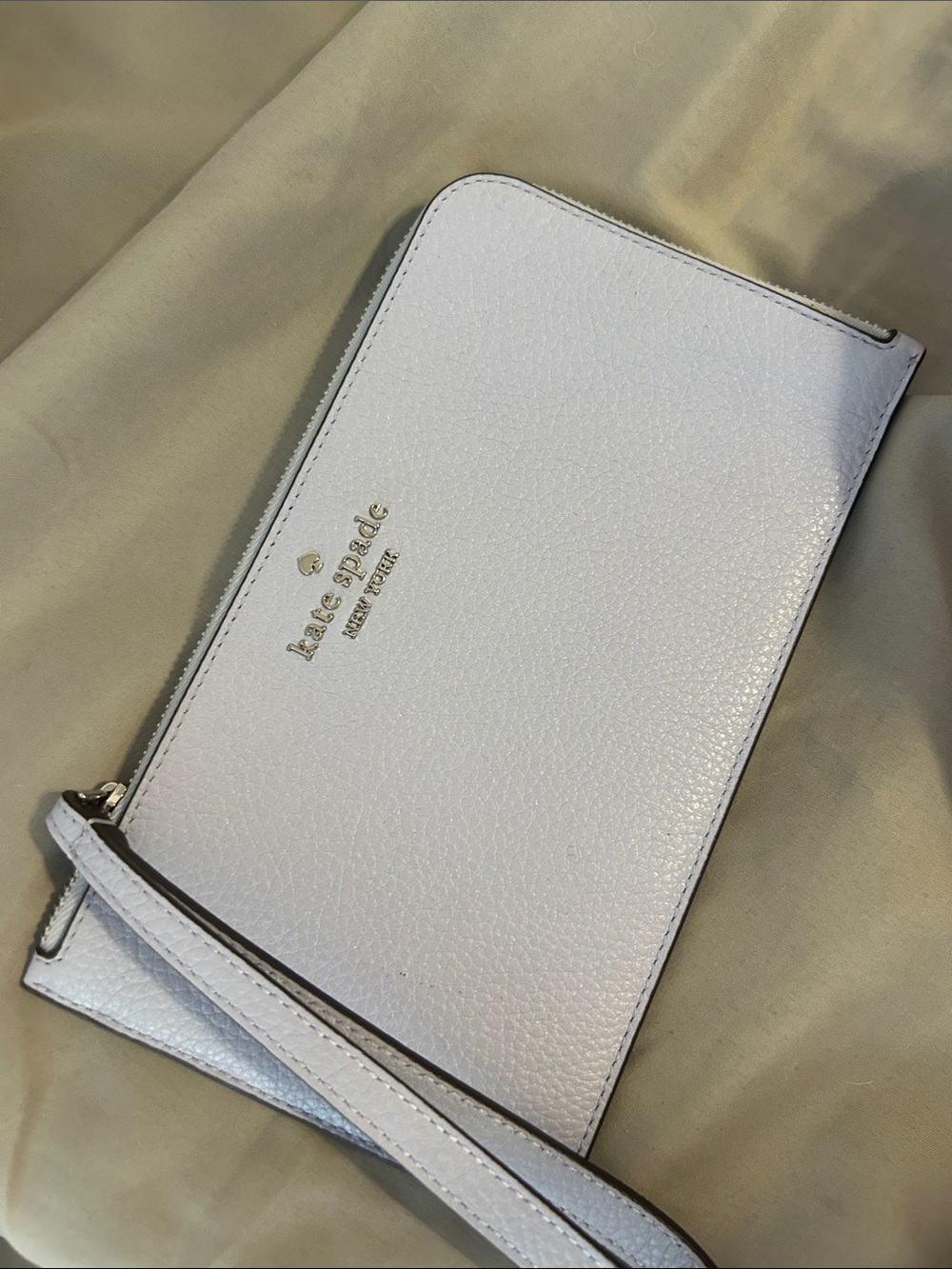 Kate Spade light blue pebbled Leather Zip Wristlet